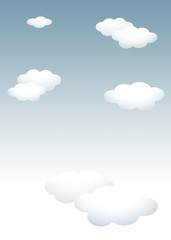 背景素材 テンプレート：曇り空 白い雲  イラスト