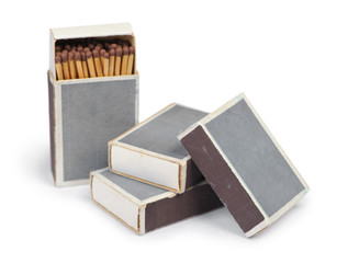 Group of matchboxes isolated