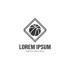 Basketball logo template design. Minimalist basketball logo with modern frame