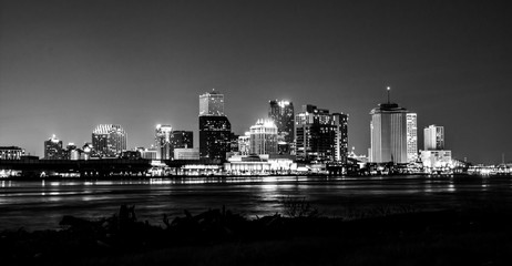 Fototapeta na wymiar Night view of downtown New Orleans, Louisiana