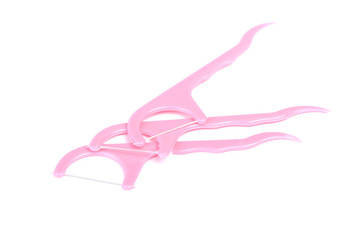 Pink floss toothpick