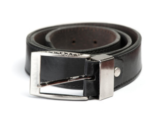 Old black leather belt