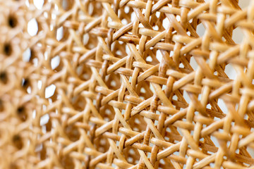 Traditional handcraft rattan chair.texture close up. 