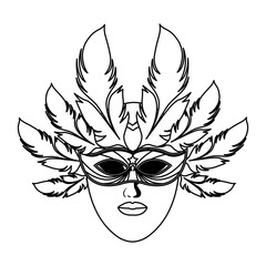 mask with feathers black and white