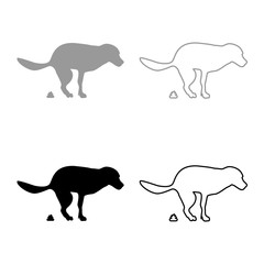 The dog poops icon set black color vector illustration flat style image