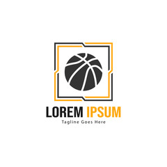 Basketball logo template design. Minimalist basketball logo with modern frame