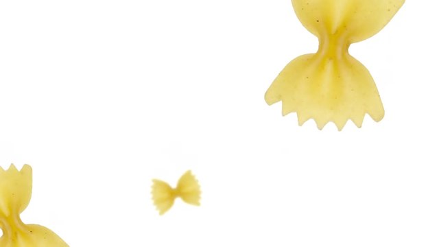 Moving pasta on white background. 4K stop motion animation.