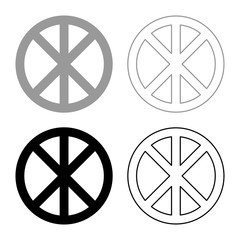 Cross round circle on bread concept parts body Christ Infinity sign in religious icon set black color vector illustration flat style image