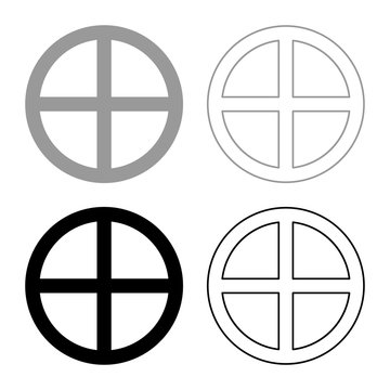 Cross round circle on bread concept parts body Christ Infinity sign in religious icon set black color vector illustration flat style image