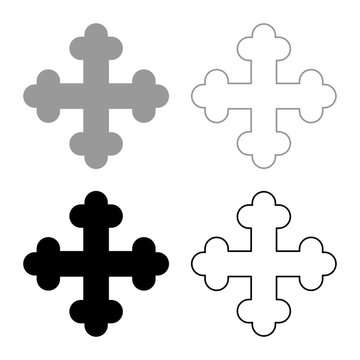Cross trefoil shamrock Cross monogram Religious cross icon set black color vector illustration flat style image