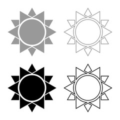 Sun icon set black color vector illustration flat style image