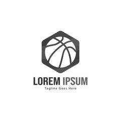 Basketball logo template design. Minimalist basketball logo with modern frame