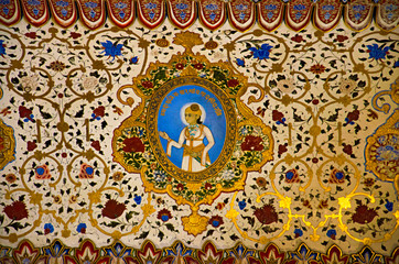 Colorful ceiling, located in the Mehrangarh or Mehran Fort, Jodhpur, Rajasthan, India.