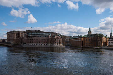 Fototapeta premium Government buildings and castle a winter day in Stockholm