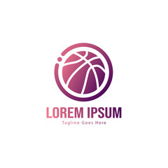 Basketball logo template design. Minimalist basketball logo with modern frame