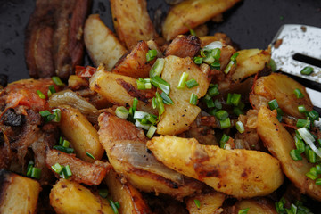 potatoes in a frying pan