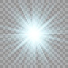 Star blue explodes on transparent background.