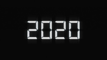 Retro 2020 words on old tv vhs glitch interference screen - Powered by Adobe