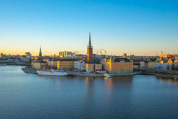 Fototapeta na wymiar Sunset view of Stockholm city skyline old town in Sweden