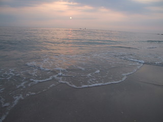 The sea in the evening and the sunset atmosphere.