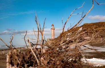 Lighthouse on Cape Slepikovsky, Kholmsky District, Sakhalin Island