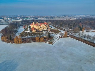 Obraz premium Aerial view of Nesvizh Castle, Belarus