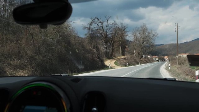 Driving mini cooper on the road