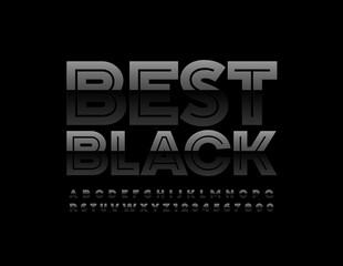 Obraz premium Vector best Black Alphabet Letters, Numbers and Symbols. Unique stylish Font.