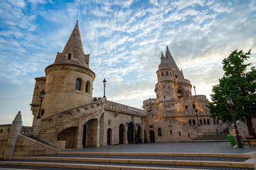 Fisherman's Bastion on the Buda bank of the Danube in Budapest city, Hungary