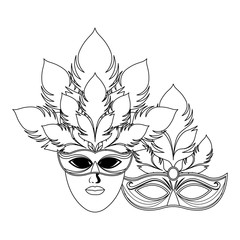 masks and feathers black and white