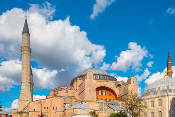 Fototapeta na wymiar Hagia Sofia with clearly blue sky in Istanbul city, Turkey