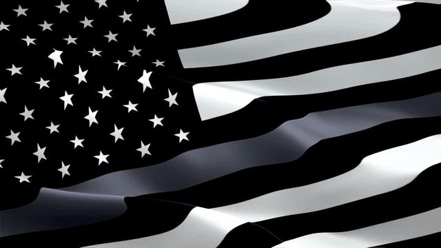 Corrections enforcement waving flag. National 3d Thin Grey Line flag waving. Sign of Corrections enforcement seamless loop animation. Thin Grey Line flag HD resolution Background