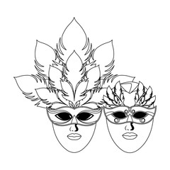 masks and feathers black and white