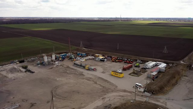 Aerial of a small construction site. 4k drone
