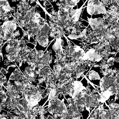 Seamless watercolor vintage pattern - branch of a linden, splash of abstract paint, fashionable art background, shawl. A branch of lavender, wildflowers, linden flowers,leaves.Abstract art background