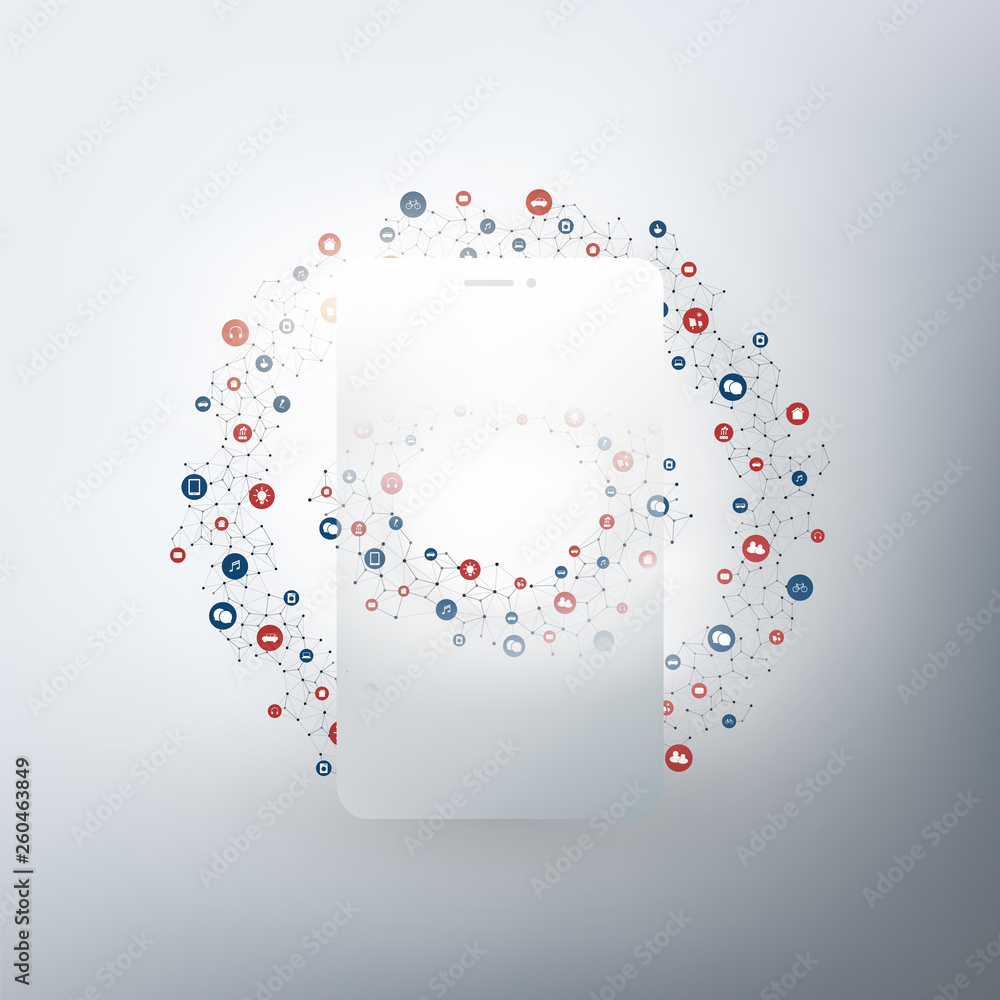 Poster colorful cloud computing, internet of things design concept with icons - digital network connections