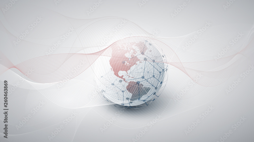Poster cloud computing and networks concept with earth globe - abstract global digital connections, technol