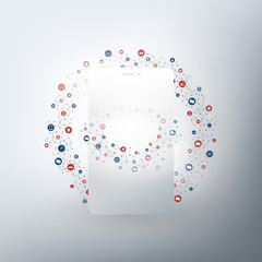 Colorful Cloud Computing, Internet of Things Design Concept with Icons - Digital Network Connections, Mobile Technology Background 