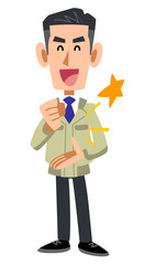 納得する工務店の男性