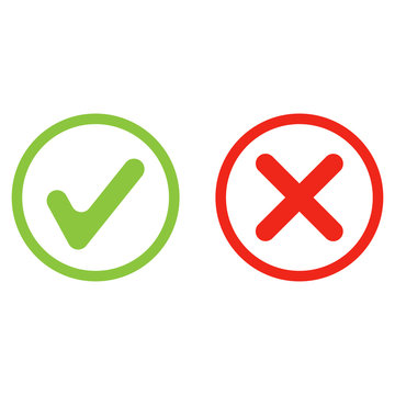 yes no green and red icon vector