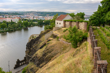 Medieval building on a rock in Vysehrad, Prague, Czech Republic