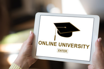Online university concept on a tablet