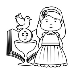 little girl with bible and chalice first communion