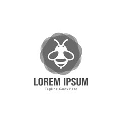 Bee logo template design. Minimalist bee logo with modern frame