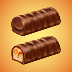 Chocolate bar set. Realistic vector illustration