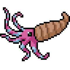 Fototapeta premium vector pixel art octopus shell