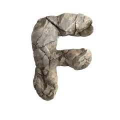 Rock letter F - Upper-case 3d boulder font - suitable for nature, ecology or environment related subjects