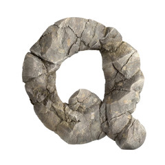 Rock letter Q - Upper-case 3d boulder font - suitable for nature, ecology or environment related subjects