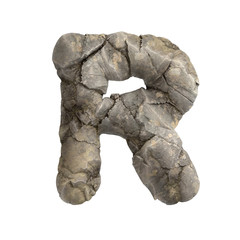 Rock letter R - Uppercase 3d boulder font - suitable for nature, ecology or environment related subjects
