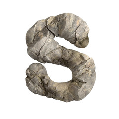 Rock letter S - Uppercase 3d boulder font - suitable for nature, ecology or environment related subjects